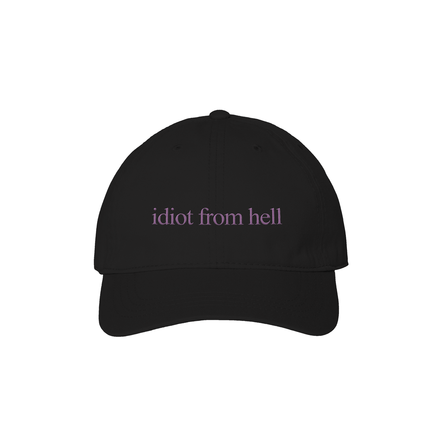 Idiot Hat (Black/Purple text)