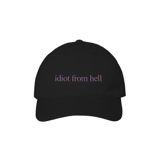 Idiot Hat (Black/Purple text)